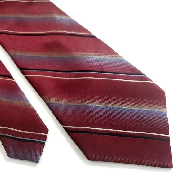 Perry Ellis Portfolio Red‎ Striped Woven Silk Tie - Picture 1 of 6